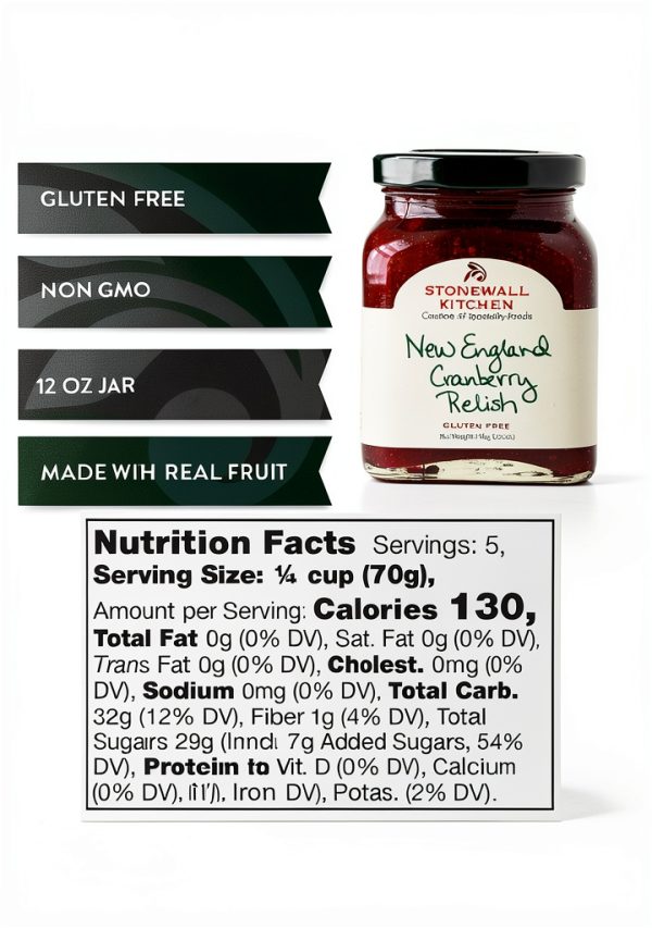 Stonewall Kitchen New England Cranberry Relish 12oz Sweet Orange-1