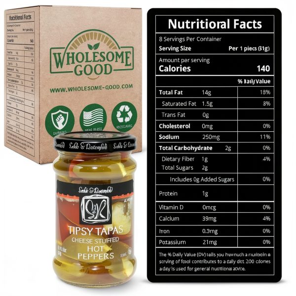Tipsy Tapas Cheese Stuffed Hot Peppers 8.8 Ounce 6pk-1