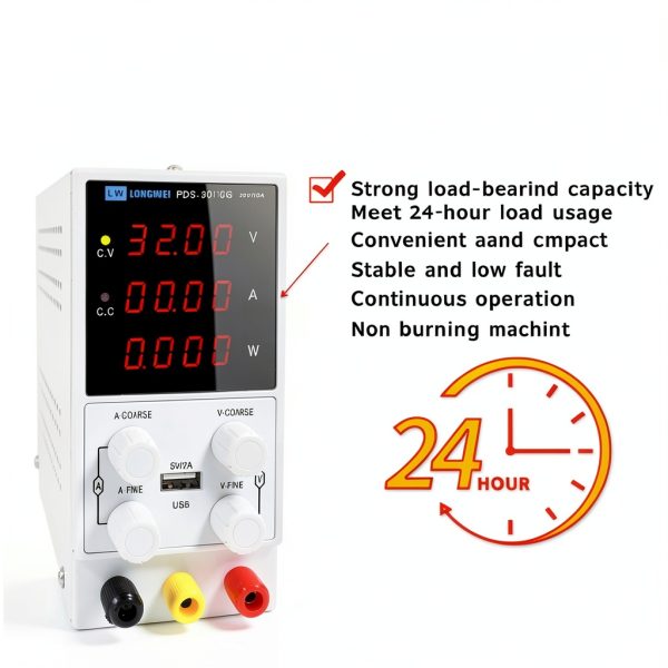DC Power Supply Variable, Adjustable Switching Regulated Power Supply 30V 10A with Encoder Coarse & Fine Adjustments Knob, Beach Power Supply with USB 5V 2A Charge Interface-8