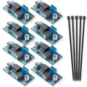 LM2596 DC-DC Buck Converter Module, 8 Pack Adjustable Voltage Regulator, 3.2V-46V Input (Recommended ≤40V), 1.25V-35V Output, 3A Max, Step Down Power Supply for Arduino, LED, DIY Projects-0