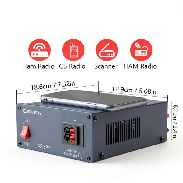 SS-30P 13.8V 30A DC Regulated Universal Compact Bench Power Supply, AC-DC Power Converter, 20W USB & Type-C Quick-Charge, Anderson Connectors & 1/4 inch Bingding Posts for HAM&Amateur Radio-3