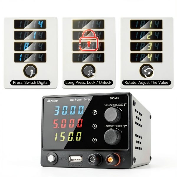 Ransanx DC Power Supply Variable 30V 5A Bench with 4 Digit LED Display-2